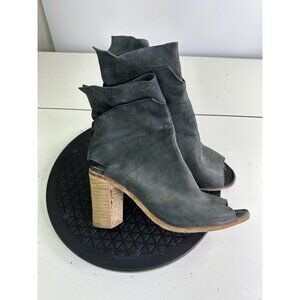 Free People Golden Read Peep Toe Leather Boots Dark Gray Sz 38 / 8 US
